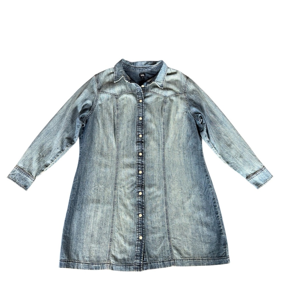 Lee Women's Heritage Western Denim Dress Button Front Size XXL - Picture 2 of 8